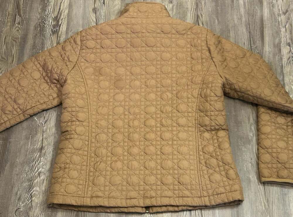 Top It Off Women's Tan Quilted Mock Neck Full-Zip Jacket - Picture 6 of 7